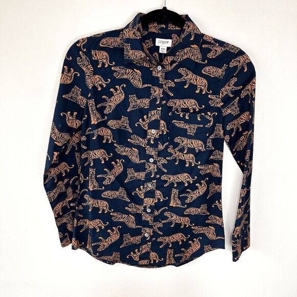 J. Crew Tiger Print Button Down Size XXS - Picture 5 of 8